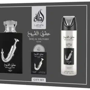 Lattafa Ishq Al Shuyukh Silver Gift Set 100ml + 20ml + 200ml